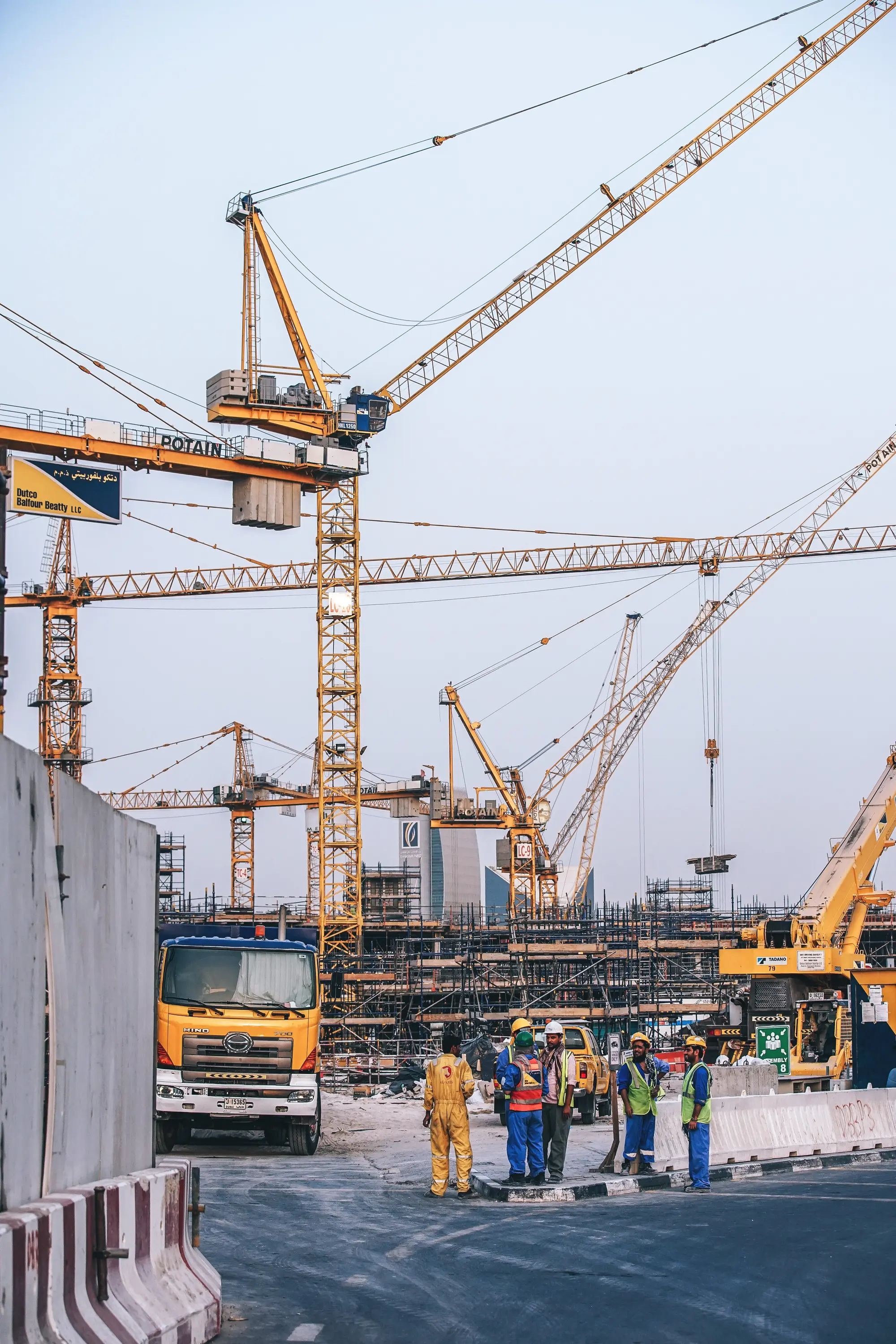 Construction site with tower cranes
