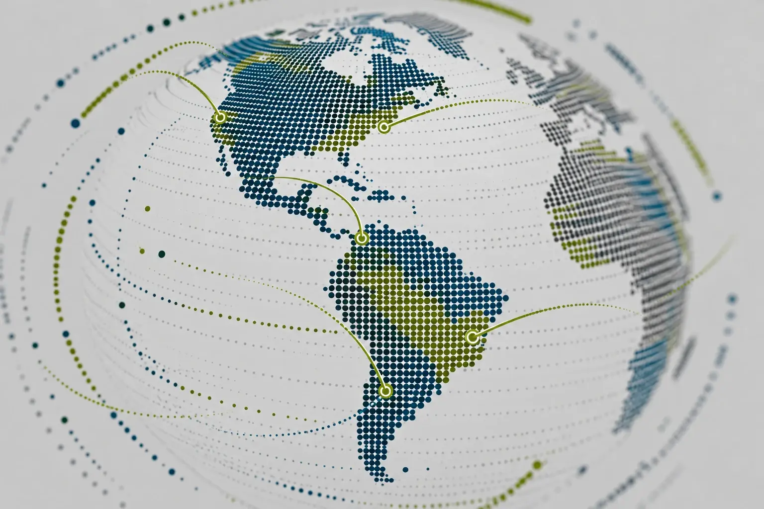 Globo con las Américas y conexiones entre países